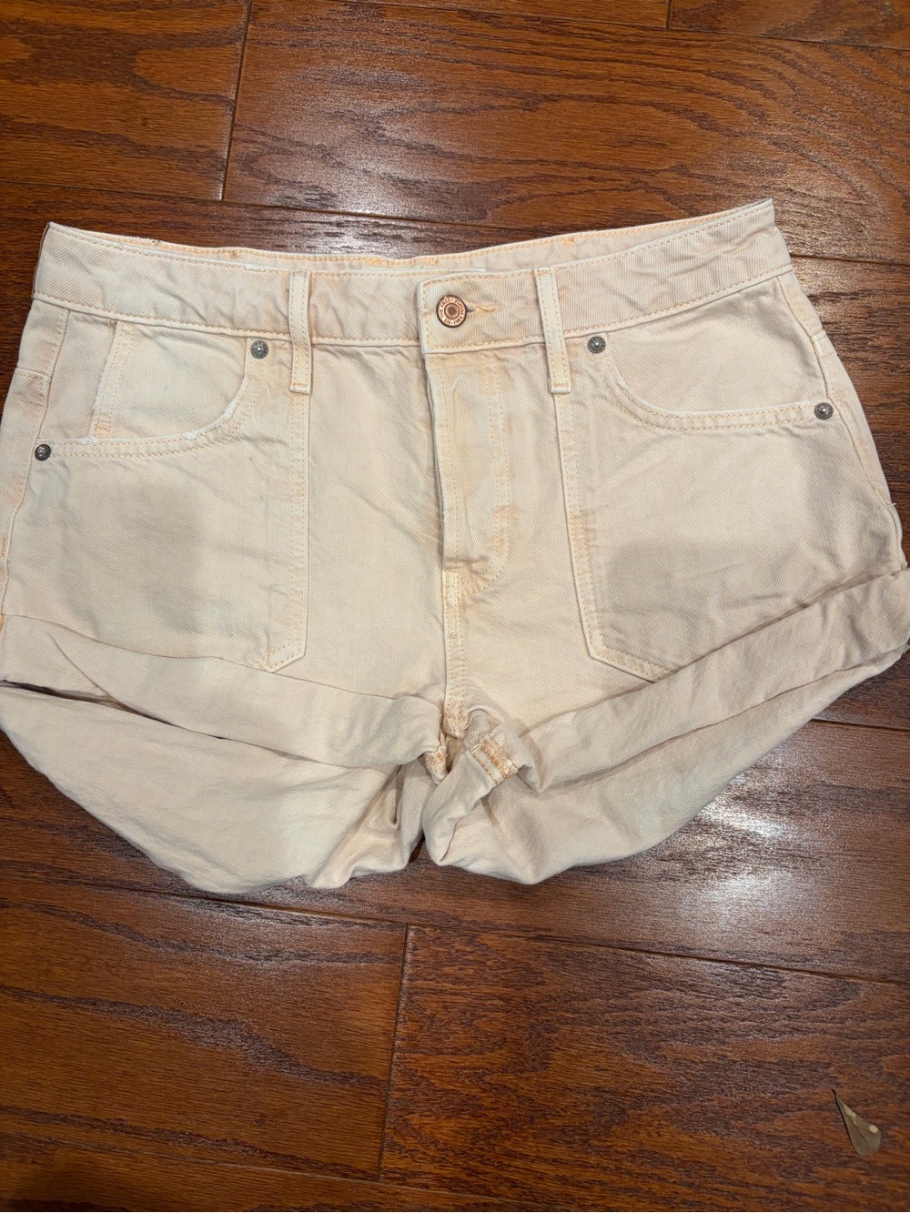 We The Free  Ecru High-Rise Denim Shorts